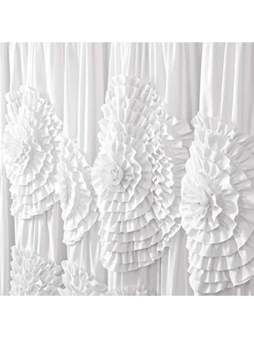 Elegant Ruffled White Shower Curtain 72